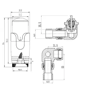 Rinse Bathrooms Corner Thermostatic Radiator Valve Corner TRV Satin Nickel