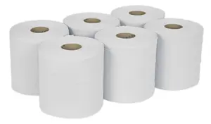 Sealey Paper Roll White 2-Ply Embossed 150m Pack of 6 WHT150