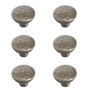 Dimpled Satin Zinc alloy Nickel effect Round Dimple Furniture Knob (Dia)27mm, Pack of 6