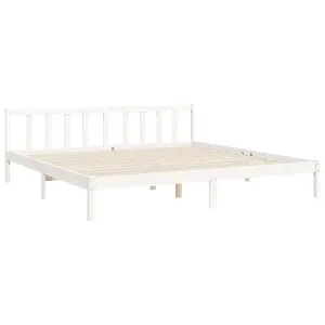 Berkfield Bed Frame with Headboard White 200x200 cm Solid Wood