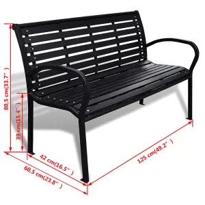 Berkfield Garden Bench 125 cm Steel and WPC Black