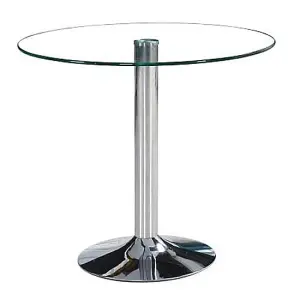 Dante Round Clear Glass Dining Table With 4 Ronn Black Chairs