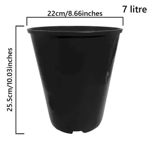 Deep Rose Pots Quality Plastic Plant Pot Tall Black Strong Flower  7 Litres x 100 Pots