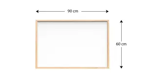 ALLboards Whiteboard dry erase magnetic surface wooden natural frame 90x60 cm