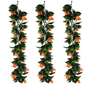 Pack of 3- Artificial Hanging Plants Vines Leaves - 60cm Long Each - Realistic Foliage - Indoor / Outdoor