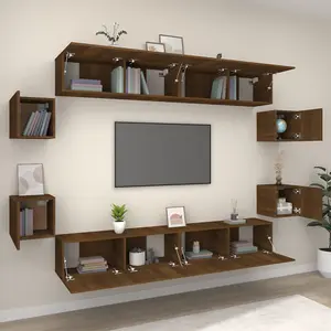 Berkfield 8 Piece TV Cabinet Set Brown Oak Engineered Wood