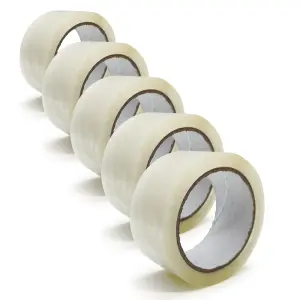 Clear Packaging Tape 48mm X 66m, Bulk Offer 6-90 Packs Of Clear Parcel Tape, Compatible With Dispensers (Pack Of 6)