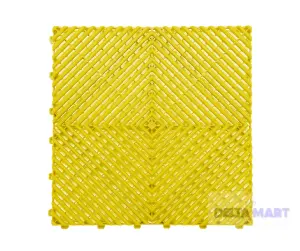 Heavy duty  PVC Interlocking Vented Garage Mat  Yellow Dimensions 40cm x 40cm x 2cm