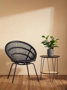 Interiors by Premier Black Washed Natural Rattan Chair, Rustless Rattan Chair, Easy Cleaning Rattan Armchair