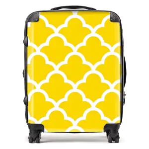 Geometric Yellow Quatrefoil Wave Suitcase - Large