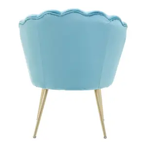 Interiors by Premier Aqua Velvet Scalloped Armchair, Supportive Armrest Lounge Chair, Easy to Clean Velvet Accent Chair