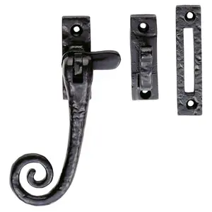 Curly tail Casement Window Fastener 124 x 80mm Black Antique Window Fitting