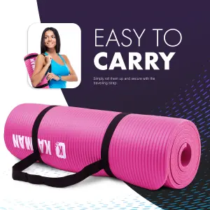 KAYMAN Yoga Mat Pink - 183cm x 60cm Multi-Purpose Extra Thick Foam Exercise Mats