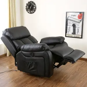 Chester Electric Bonded Leather Automatic Recliner Armchair Sofa Home Lounge Chair (Black)