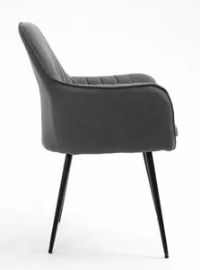 Hallowood Furniture Pair of Dark Grey Fabric Chair with Metal Legs