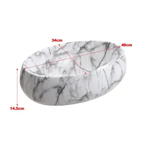 Modern Oval Marble Counter Top Bathroom Basin Sink W 480mm x D 340mm