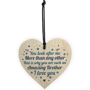 Red Ocean Brother Birthday Gifts Wooden Heart Brother Christmas Card Gifts For Him From Sister Keepsake Plaque