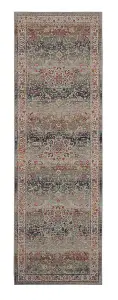 Grey Rug, Luxurious Floral Rug, Traditional  Rug, Stain-Resistant Persian Rug for Bedroom, & Dining Room-61cm X 173cm (Runner)