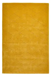 Kasbah KB2025 Geometric Wool Rugs in Ochre Yellow - 150x230cm