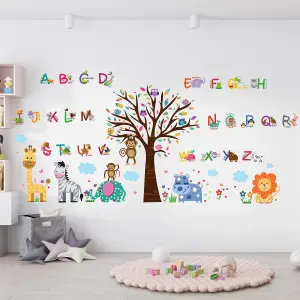 Walplus Combo Kids  Fauna Animal Alphabet With Happy London Zoo Wall Sticker PVC