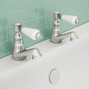 Nes Home Imperior Traditional Pair Of Hot & Cold Twin Chrome Bath Taps