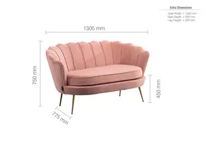 Birlea Ariel 2 Seater Sofa Coral