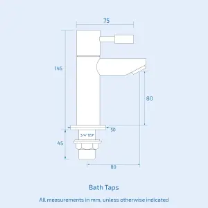 Nes Home Marc Twin Hot & Cold Basin and Bath Tap Set Chrome