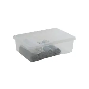 Wham Crystal Clear Rectangular 32L Medium Plastic Stackable Underbed Storage box with Lid