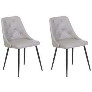 Set of 2 Dining Chairs VALERIE Faux Leather Light Grey