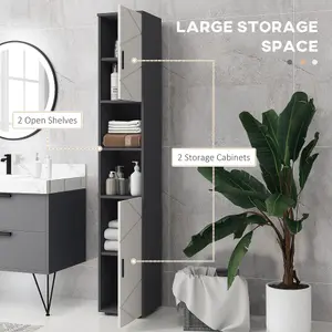 kleankin Tall Bathroom Storage Cabinet, Slim Bathroom Cabinet with Soft Close