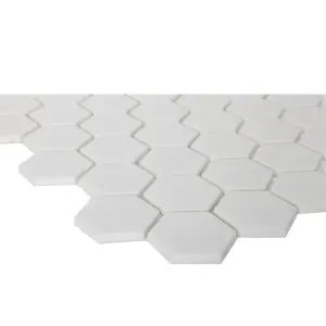 Plain White Frosted Matt Glass effect Plain Glass Mosaic tile sheet, (L)300mm (W)300mm