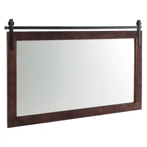 Costway Bathroom Wall Mounted Mirror Rustic Decorative Wall Mirror w/ Wood Frame