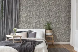 Galerie Silver Grey Petrified Paradise Motif Wallpaper