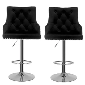 Montevallo Height Adjustable Swivel Bar Stool (Set of 2) Black