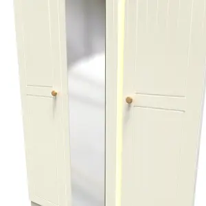 Lancaster Triple Mirror Wardrobe in Cream & Oak (Ready Assembled)