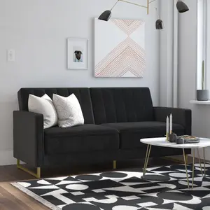 Skylar Sofa Bed in Velvet Black