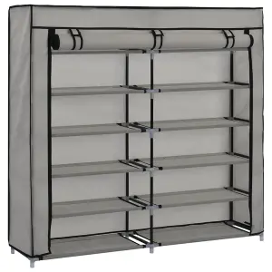 Shoe Cabinet with Cover Grey 115x28x110 cm Fabric