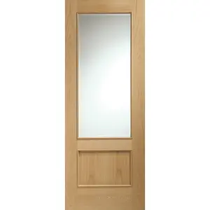 Internal Andria Oak Bevelled and Raised Mouldings Clear Glass Door 2040 x 826 x 40mm