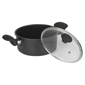 URBNCHEF 20cm Diameter Pressed Carbon Induction Casserole Pot with Soft Touch Handle