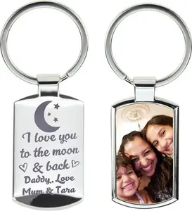 Eliphs Personalised Photo Keyring - Engraved Custom Text Keychain, Perfect Dad Birthday Gifts, Grandad, Mum, Nanny Customised Presents For Women,