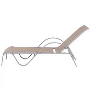 Sun Lounger Metal Light Brown PROCIDA