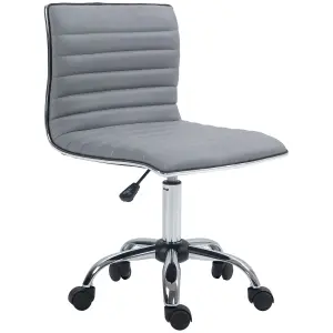 HOMCOM Armless Mid-Back Adjustable Office Chair with 360 Swivel Light Grey