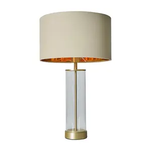 Glass Table Lamp Beige/Gold