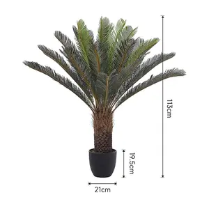 113cm Leaf Large Artificial Cycas Tree in Black Pot for Decoration for Home Office