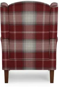 Dunelm Oswald Check Wingback Armchair, Country, Red Oswald Wingback, Textured Weave Fabric