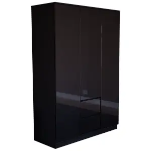 Vida Designs Glinton 3 Door 2 Drawer Wardrobe (100% FSC), Black