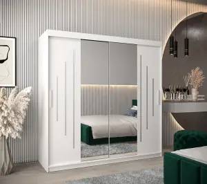 York I Mirrored Sliding Door Wardrobe in  White 2000mm (H)2000mm (W) 620mm (D) - Stylish and Spacious Storage Solution