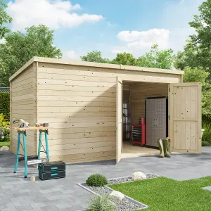 BillyOh Pro Pent Log Cabin Wooden Shed - W4.0m x D2.5m (13 x 8ft) - 28mm Thickness