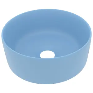 vidaXL Luxury Wash Basin Round Matt Light Blue 40x15 cm Ceramic