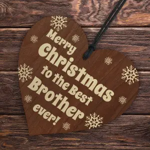 Red Ocean Brother Christmas Wooden Heart Gift From Sister, Hanging Tree Decoration Gift For Brother, Big Brother Gifts,